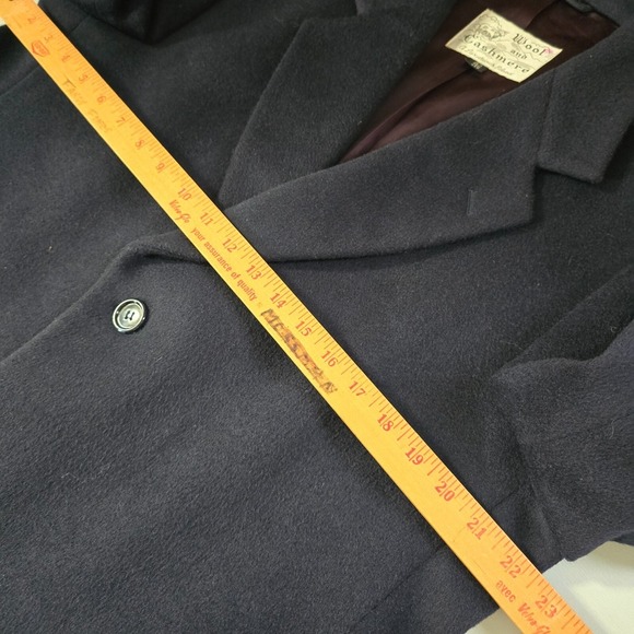 Lanificio Vallombrosa Coat Mens 42R Navy Blue Wool Cashmere Long Preppy - Picture 10 of 15